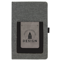 Gray w/Gray 5 1/4" x 8 1/4" Laserable Leatherette Journal with Cell/Card Slot
