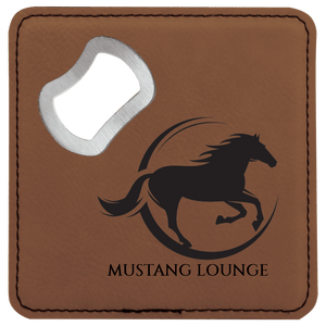 Dark Brown 3 4" x 4" Square Laserable Leatherette 6-Coaster Set
