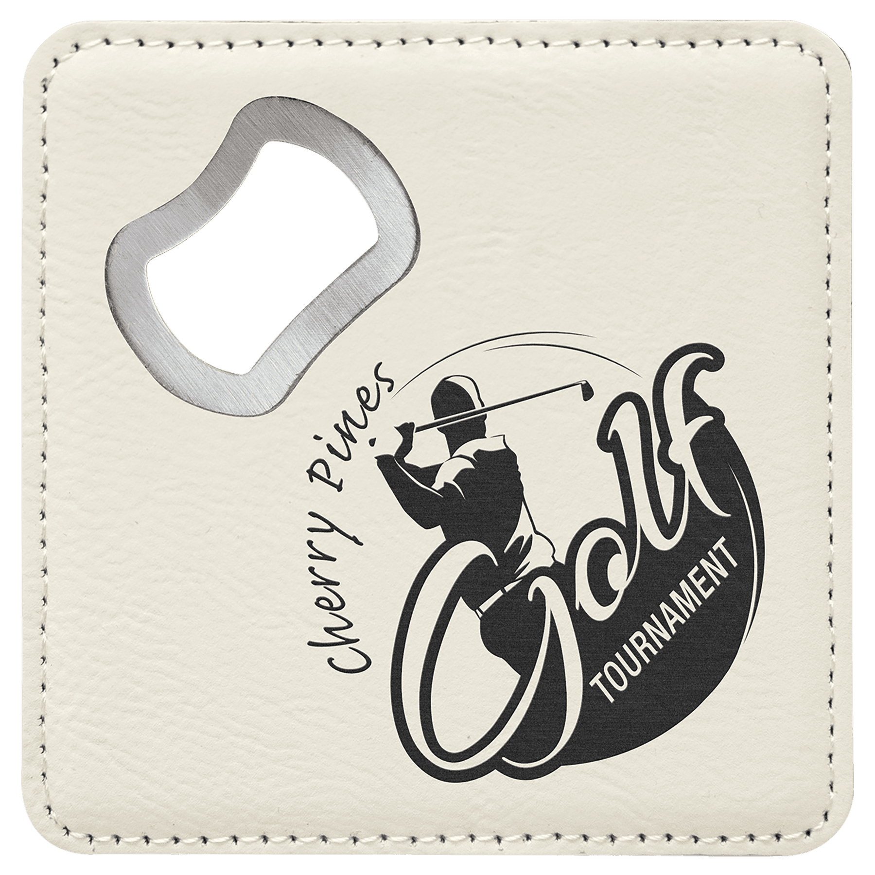 White 3 4" x 4" Square Laserable Leatherette 6-Coaster Set