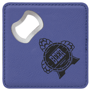 Purple 3 4" x 4" Square Laserable Leatherette 6-Coaster Set