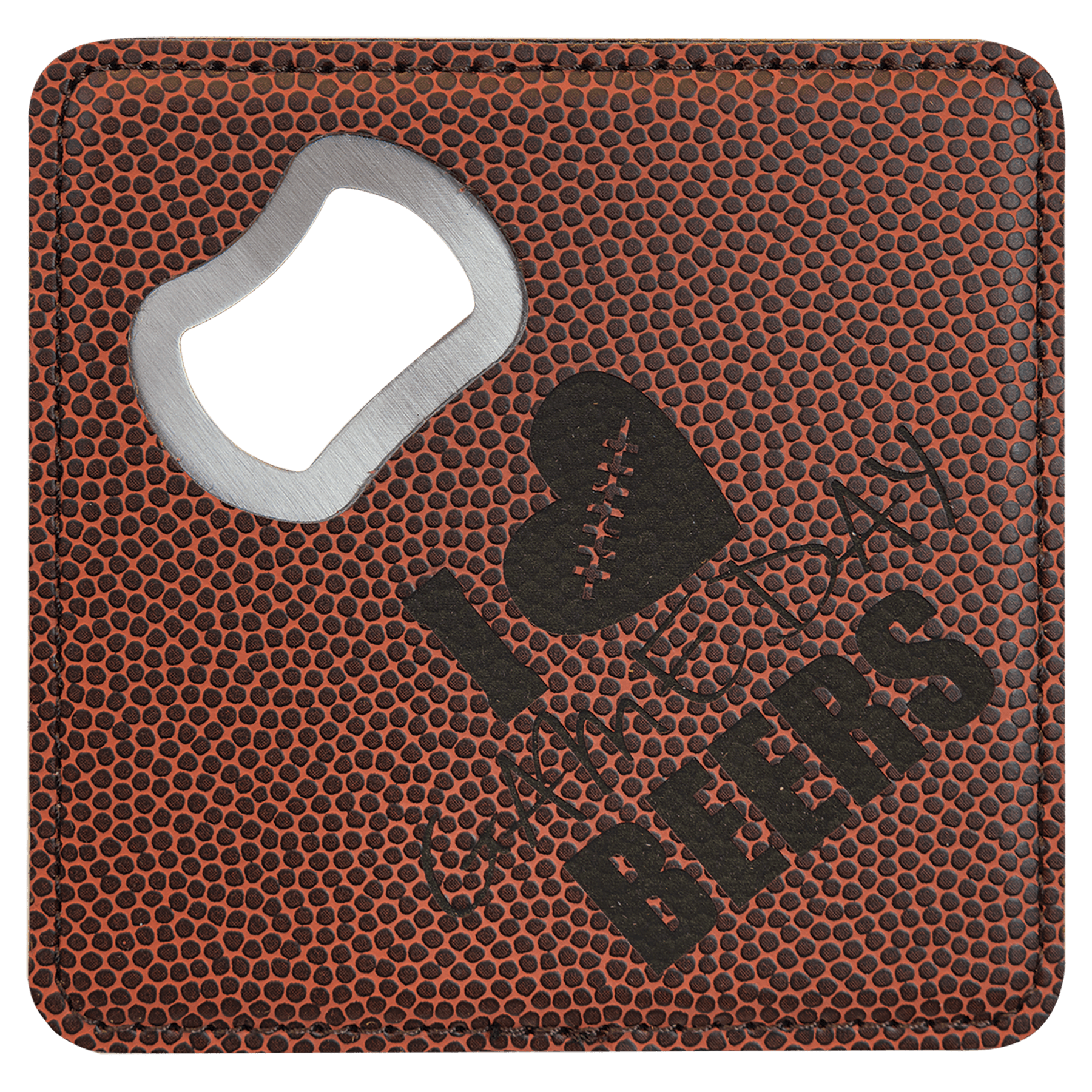 Football 3 4" x 4" Square Laserable Leatherette 6-Coaster Set