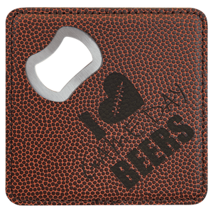 Football 3 4" x 4" Square Laserable Leatherette 6-Coaster Set