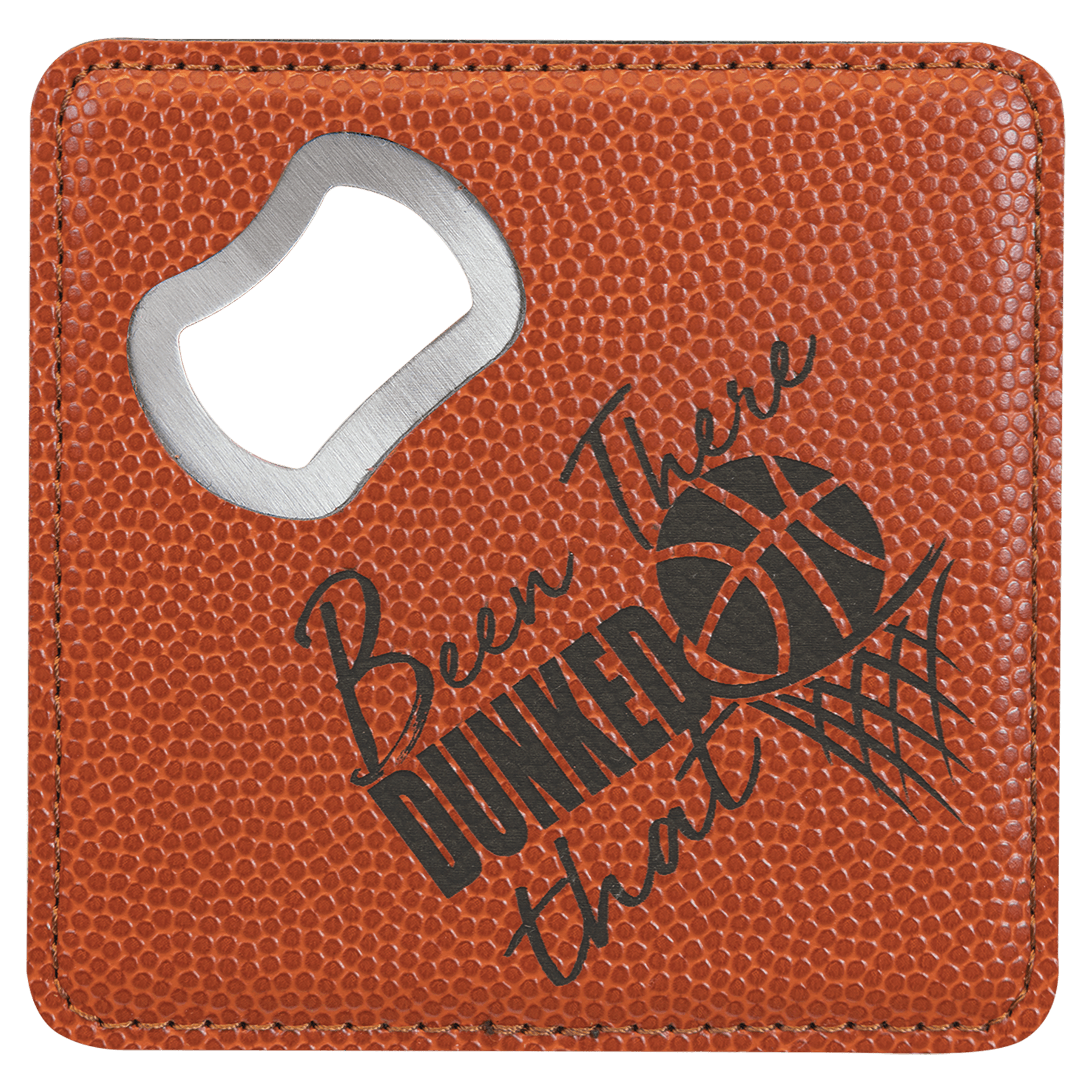 Basketball 3 4" x 4" Square Laserable Leatherette 6-Coaster Set