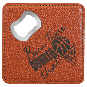 Basketball 3 4" x 4" Square Laserable Leatherette 6-Coaster Set