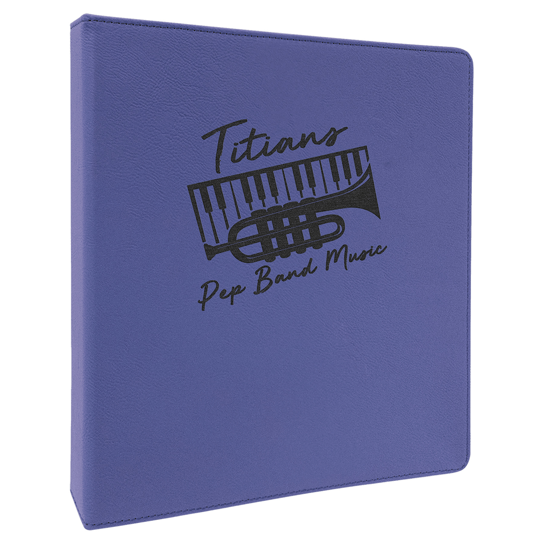 Purple/Black 10 1/2" x 11 1/2" Laserable Leatherette 3 Ring Binder with 1" Slant D Rings