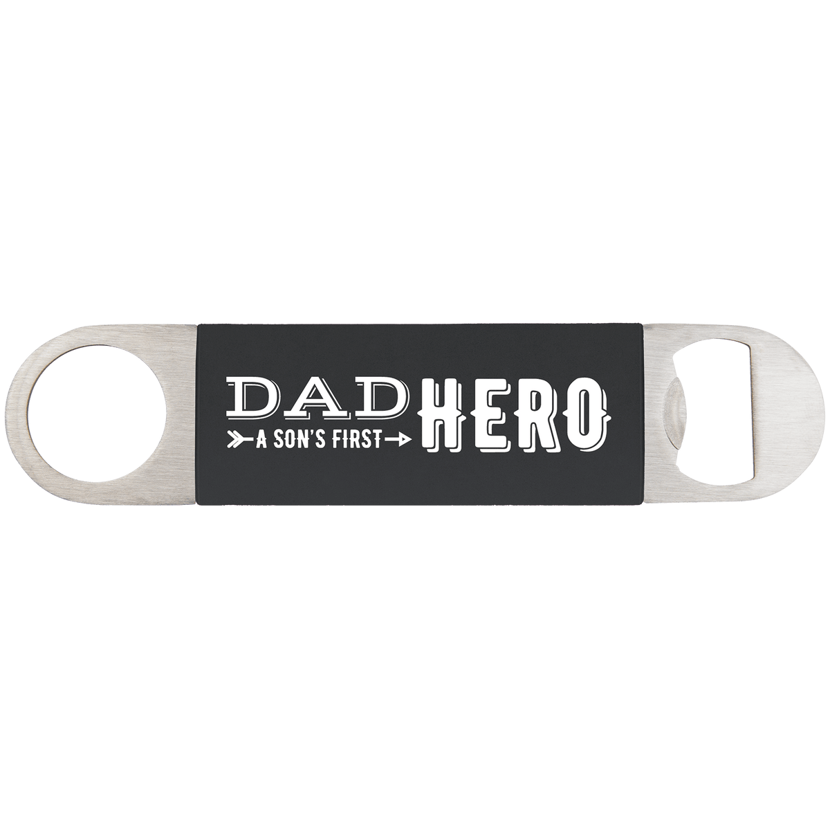 Black/White 1 1/2" x 7" Bottle Opener with Silicone Grip