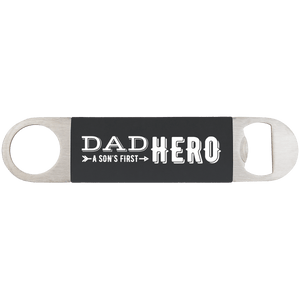 Black/White 1 1/2" x 7" Bottle Opener with Silicone Grip