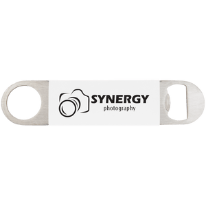 White/Black 1 1/2" x 7" Bottle Opener with Silicone Grip