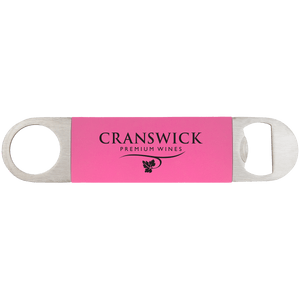 Pink/Black 1 1/2" x 7" Bottle Opener with Silicone Grip