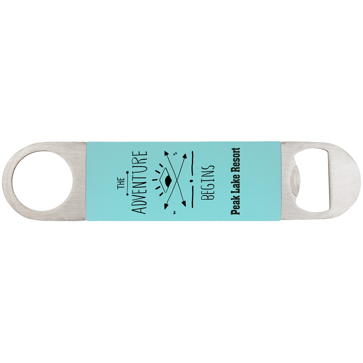 Teal/Black 1 1/2" x 7" Bottle Opener with Silicone Grip