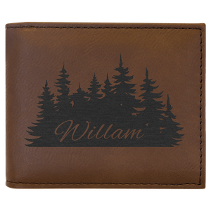 Dark Brown Laserable Leatherette Bi-Fold Wallet w/Flip ID Display
