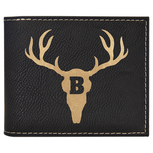 Black/Gold Laserable Leatherette Bi-Fold Wallet w/Flip ID Display