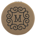 Light Brown 2 1/2" Laserable Leatherette Compact Mirror