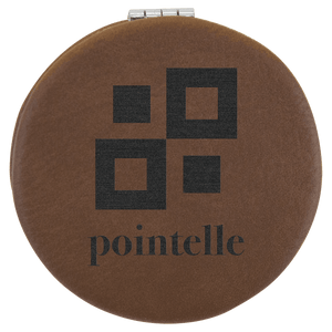 Dark Brown 2 1/2" Laserable Leatherette Compact Mirror