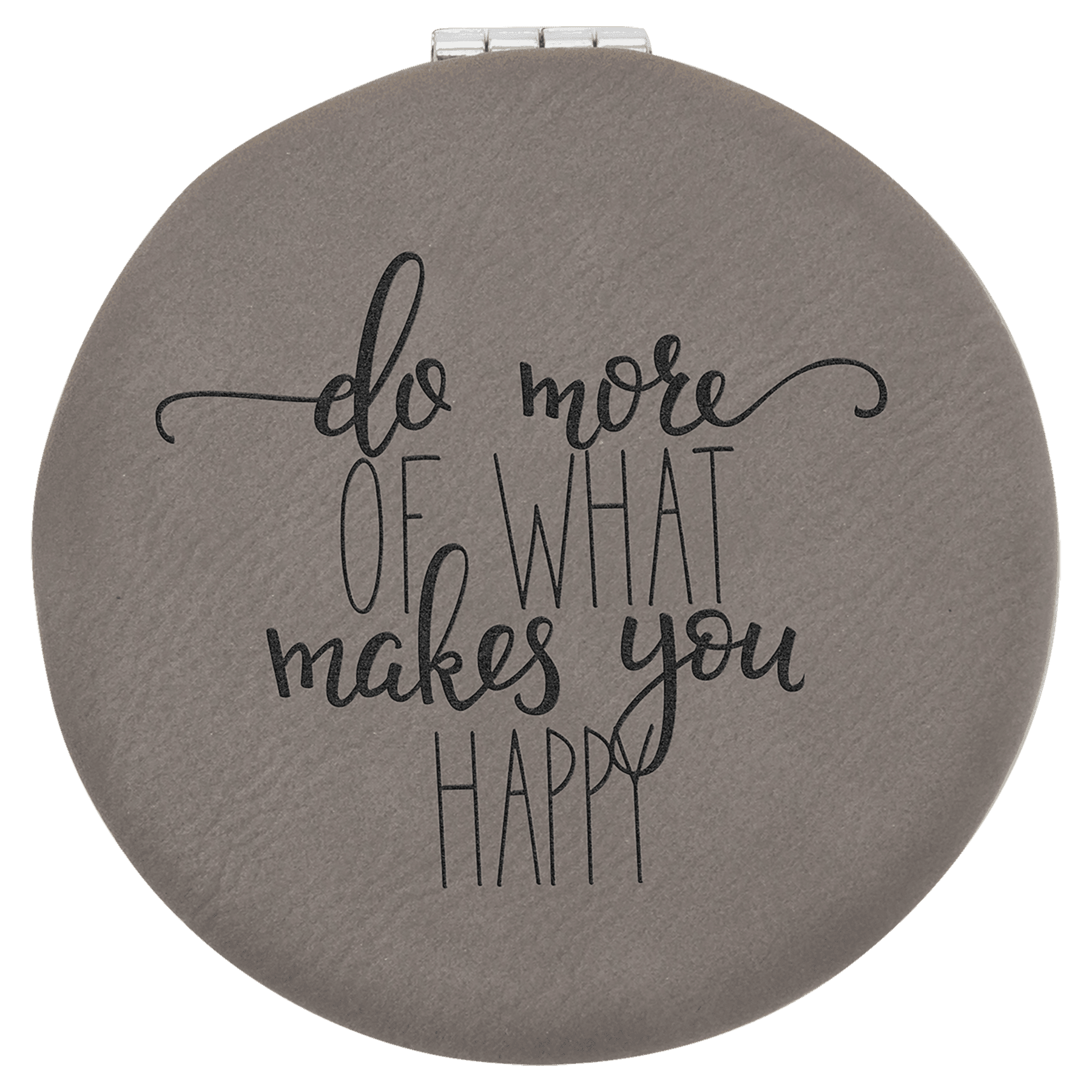 Gray 2 1/2" Laserable Leatherette Compact Mirror
