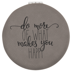 Gray 2 1/2" Laserable Leatherette Compact Mirror