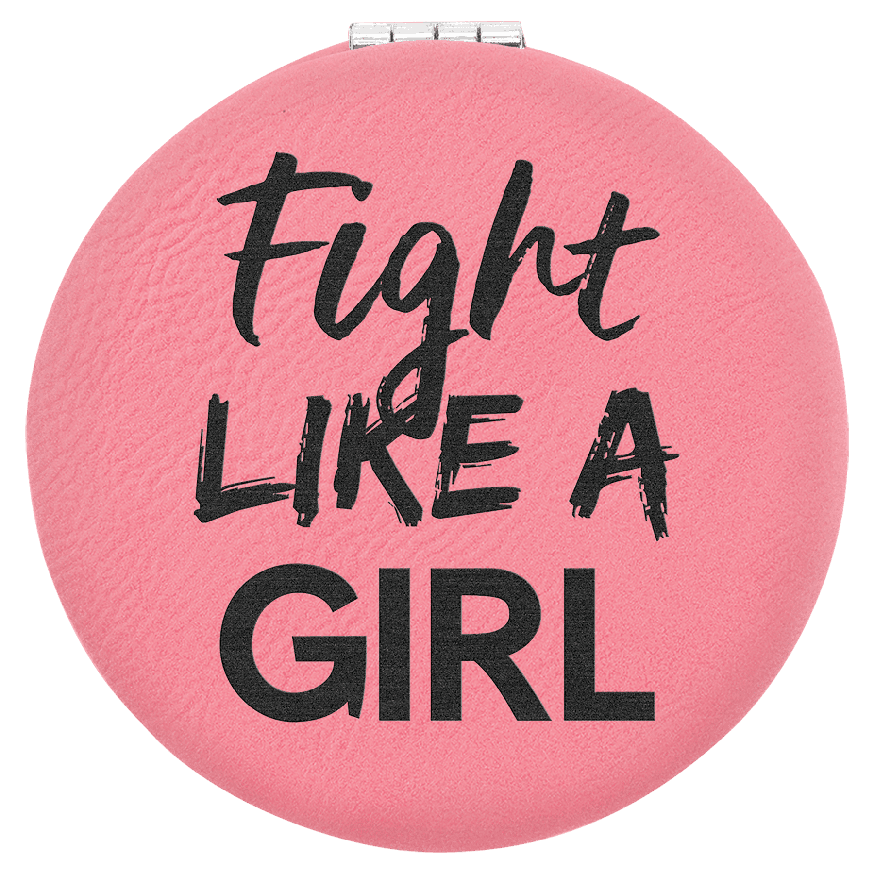 Pink 2 1/2" Laserable Leatherette Compact Mirror