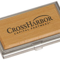 3 3/4" x 2 1/2" Metal/Wood Business Card Holder