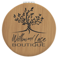 2 1/2" Bamboo Laserable Leatherette Compact Mirror