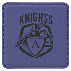 Purple 4" x 4" Square Laserable Leatherette Coaster