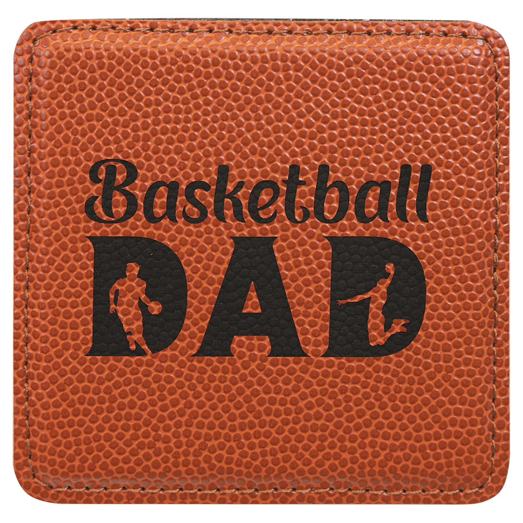 Basketball 2 4" x 4" Square Laserable Leatherette 6-Coaster Set