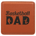 4" x 4" Square Basketball Laserable Leatherette Coaster