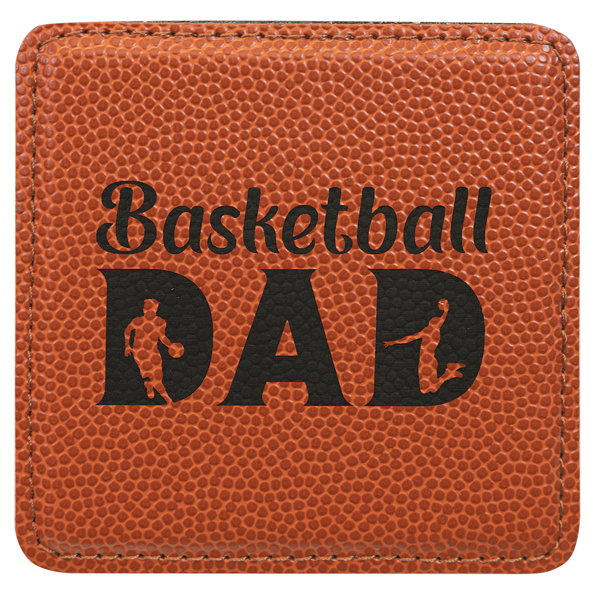 Basketball 2 4" x 4" Square Laserable Leatherette 6-Coaster Set