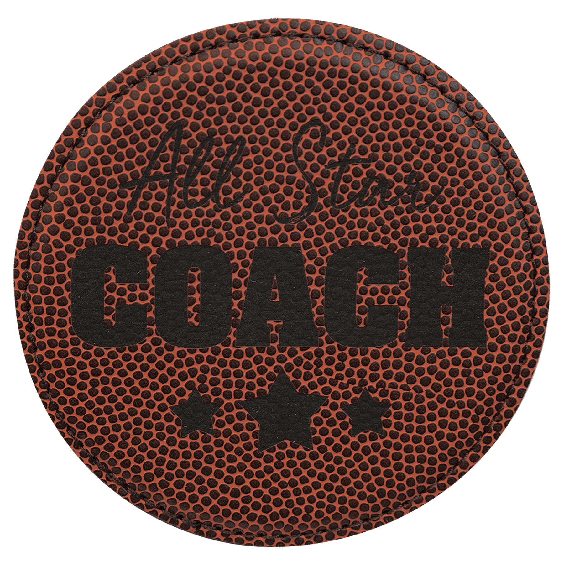 Football 4" Round Laserable Leatherette 6-Coaster Set
