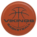 4" Round Basketball Laserable Leatherette Coaster