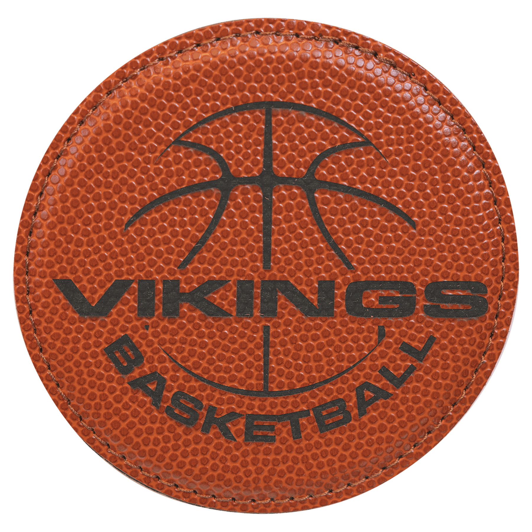 Basketball 4" Round Laserable Leatherette 6-Coaster Set