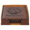 4" x 4" Football Square Laserable Leatherette 6-Coaster Set