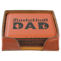 4" x 4" Basketball Square Laserable Leatherette 6-Coaster Set