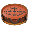 4" Basketball Round Laserable Leatherette 6-Coaster Set