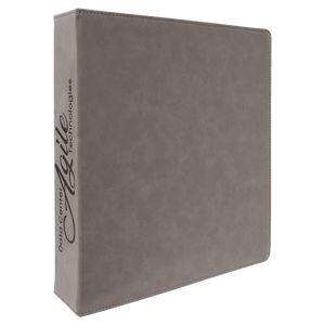 Gray 11" x 11 1/2" Laserable Leatherette 3 Ring Binder with 2" Slant D Rings