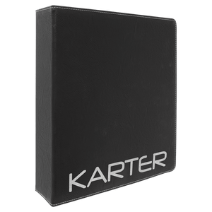 Black/Siver 11" x 11 1/2" Laserable Leatherette 3 Ring Binder with 2" Slant D Rings