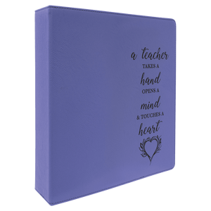 Purple/Black 11" x 11 1/2" Laserable Leatherette 3 Ring Binder with 2" Slant D Rings