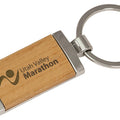 7/8" x 1 7/8" Silver/Wood Laserable Rectangle Keychain