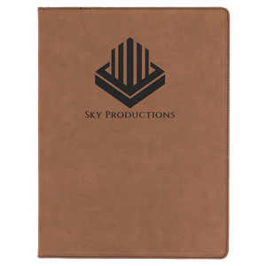 Dark Brown 9 1/2" x 12" Dark Brown Laserable Leatherette Portfolio with Notepad