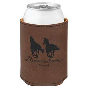 Dark Brown 3 3/4" Laserable Leatherette Beverage Holder