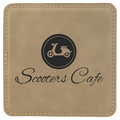 Light Brown 4" x 4" Square Laserable Leatherette Coaster