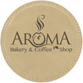 Light Brown 4" Round Laserable Leatherette Coaster