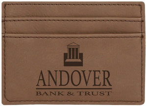 Dark Brown 4" x 2 3/4" Laserable Leatherette Wallet Clip