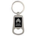 Silver/Black 2 1/8" Laserable Bottle Opener Keychain