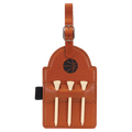 5" x 3 1/4" Basketball Laserable Leatherette Golf Bag Tag with 3 Wooden Tees