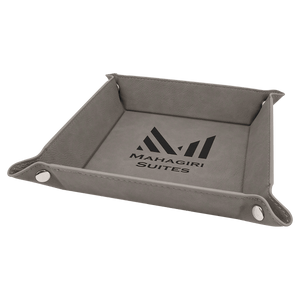 Gray Laserable Leatherette Snap Up Tray with Silver 6" x 6" Snaps