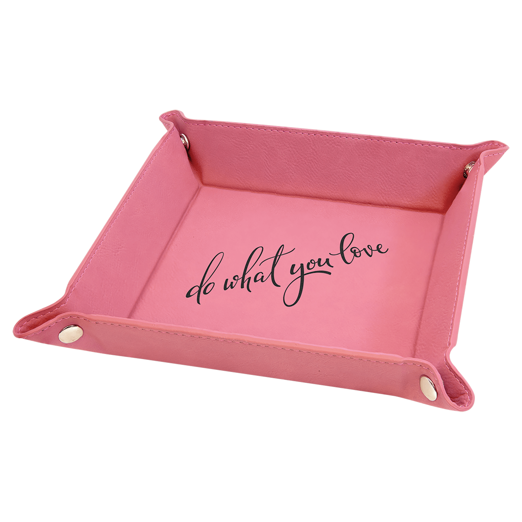 Pink Laserable Leatherette Snap Up Tray with Silver 6" x 6" Snaps