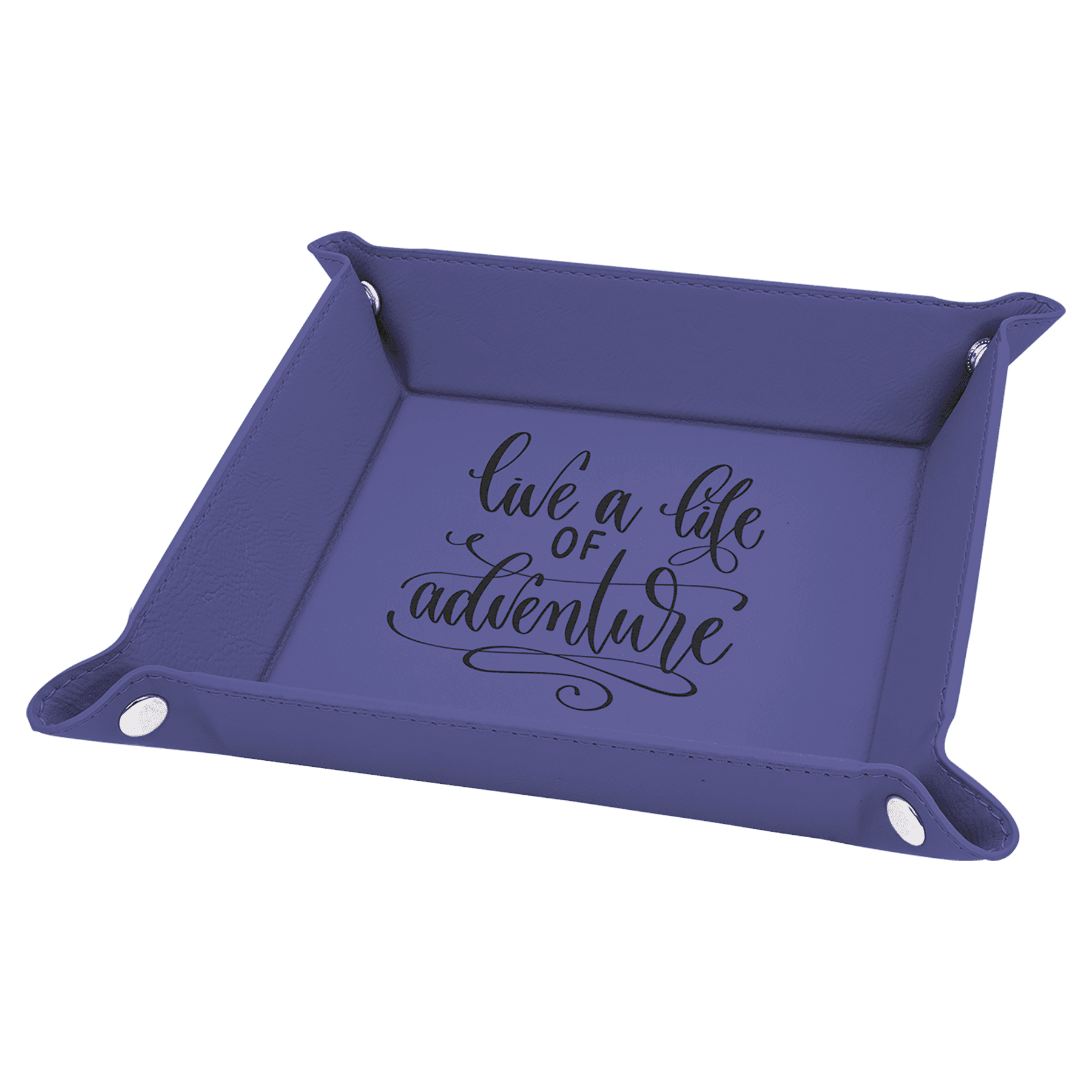 Purple Laserable Leatherette Snap Up Tray with Silver 6" x 6" Snaps