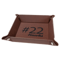Football Silver 6" x 6" Laserable Leatherette Snap Up Tray with Snaps
