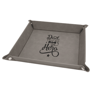 Gray Laserable Leatherette Snap Up Tray with Silver 9" x 9" Snaps