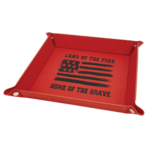 Red Laserable Leatherette Snap Up Tray with Silver 9" x 9" Snaps
